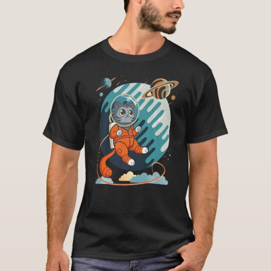 T-shirt Chat dans l'espace Chat spatial Nerd 2 (Devant)
