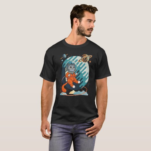 T-shirt Chat dans l'espace Chat spatial Nerd 2 (Devant entier)