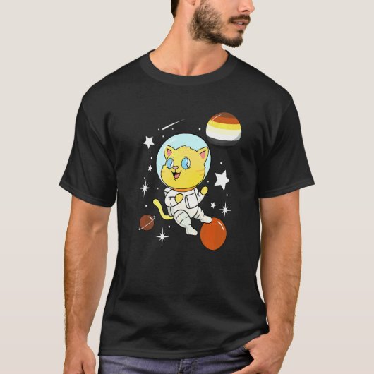 T-shirt Chat Dans L'espace Fierté Ours Gay (Devant)