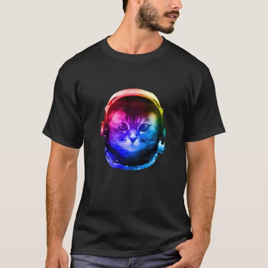 T-shirt Chat d'astronaute coloré (Devant)
