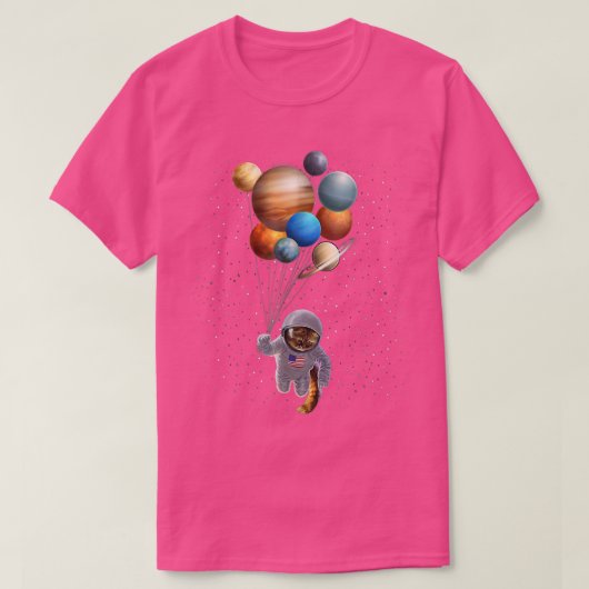 T-shirt Chat d'astronaute dans l'espace Holding Planet Bal (Design devant)