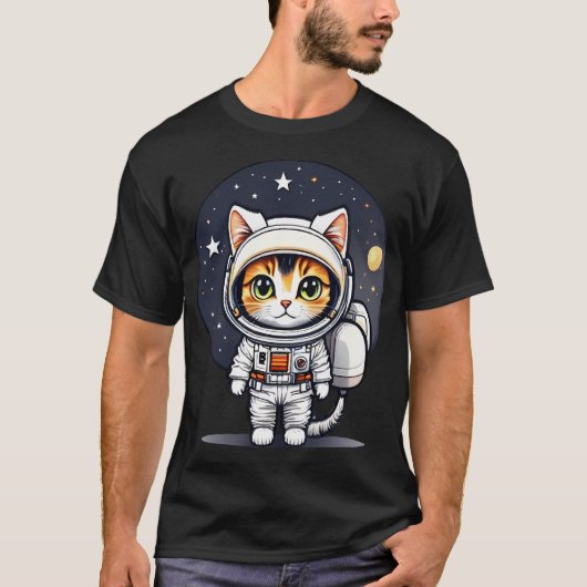 T-shirt Chat D'Astronaute Par Ai (Devant)