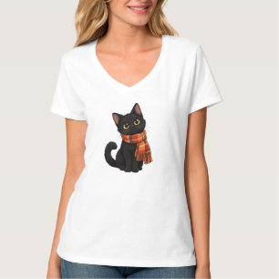 T-shirt Chat d'automne noir