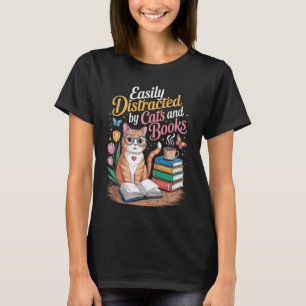 T-shirt Chat de bibliothèque Amoureux de livres Bibliophil