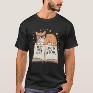 T-shirt Chat de bibliothèque Amoureux de livres Bibliophil