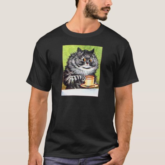 T-shirt Chat de café (image vintage) (Devant)