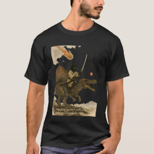 T-shirt Chat de calligraphie japonaise monte un dinosaure
