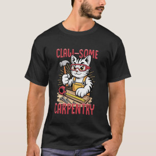 T-shirt Chat de charpenterie génial constructeur félin hum