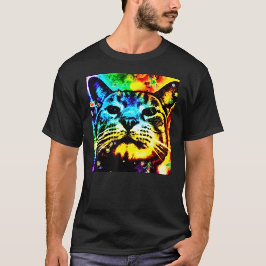 T-shirt Chat de couleur profonde visage adorable chaton (Devant)