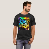 T-shirt Chat de couleur profonde visage adorable chaton (Devant entier)