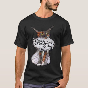 T-shirt Chat de Dame Folle Maine Coon