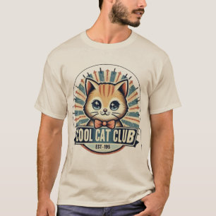 T-shirt Chat de dessin animé élégant – Logo de style année