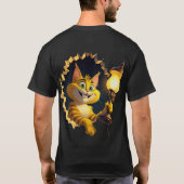 T-shirt Chat de dessin animé géant tenant une lampe à trav (Dos)