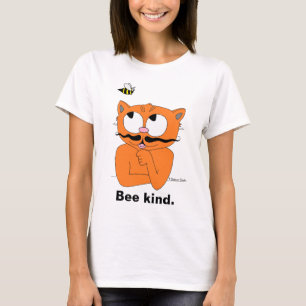 T-shirt Chat de dessin animé inspirant Bee kind (Sois gent