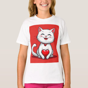 T-shirt Chat de dessin animé mignon amoureux