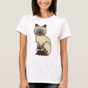 T-shirt Chat de dessin animé mignon Birman / Ragdoll au po