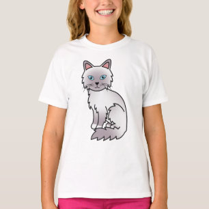 T-shirt Chat de dessin animé mignon Birman / Ragdoll Lilac