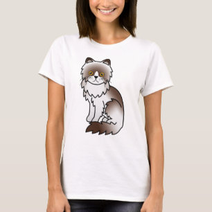 T-shirt Chat de dessin animé mignon Persan bicolore au cho