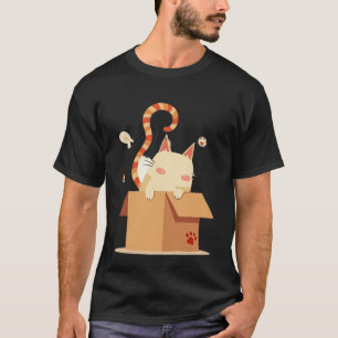 T-shirt Chat de dessin animé mignon regardant hors d'une b