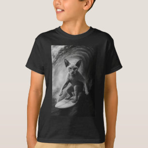 T-shirt Chat de Devon Rex drôle de surf selfie plage anima