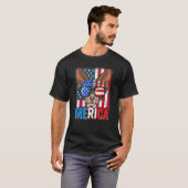 T-shirt Chat de Devon Rex Merica 4 juillet Drapeau améric (Devant entier)