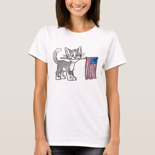 T-shirt Chat de drapeau des USA (Devant)
