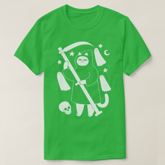 T-shirt Chat de faucheuse éffrayante Grim (Design devant)