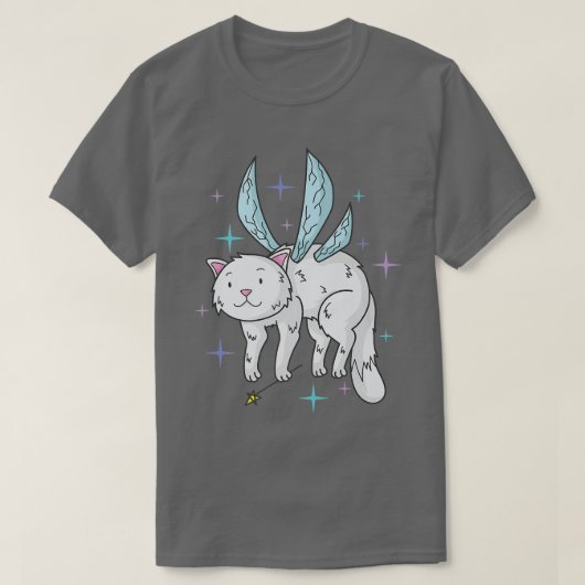 T-shirt Chat de fée avec ailes et poitrine de fée (Design devant)