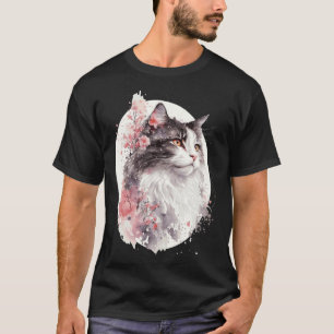 T-shirt Chat de forêt norvégienne Cerisier Japonais Sakur