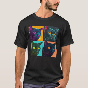 T-shirt Chat de forêt norvégienne Pop Illustration Colorée