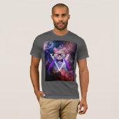 T-shirt Chat de galaxie de hippie (Devant entier)