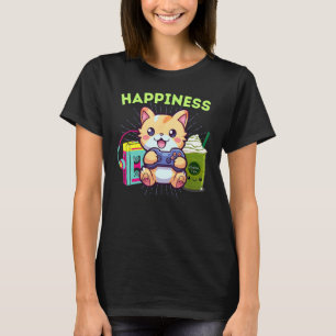 T-shirt Chat de gamer drôle de bonheur Gaming Matcha glacé