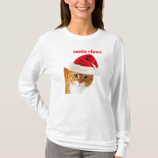T-shirt Chat de griffes de Père Noël (Devant)