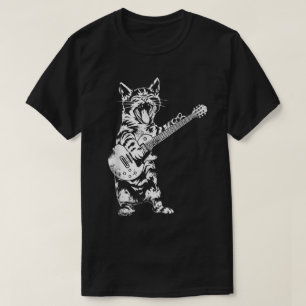 T-shirt Chat de guitare rock drôle design musical
