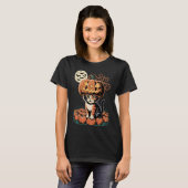 T-shirt Chat de Halloween Citrouille (Devant entier)