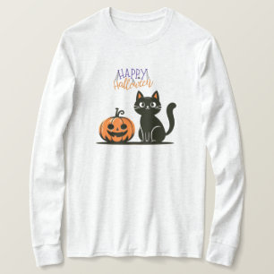 T-shirt Chat de Halloween heureux & citrouille