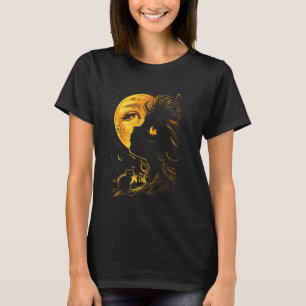 T-shirt Chat de Halloween Lune Sorcellerie Magie Chat Noir