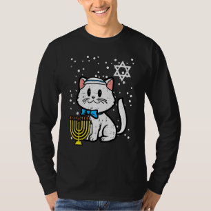 T-shirt Chat de Hanoucca Mignon Chanukah Femmes Filles Enf