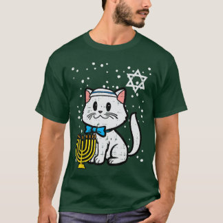 T-shirt Chat de Hanukkah Mignon Chanukah Femmes Juives Fil