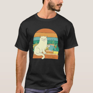 T-shirt Chat de jardinage coloré Chat réaliste Plan d'arro