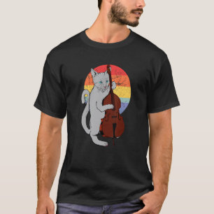 T-shirt Chat de jazz jouant de la contrebasse Classique  M