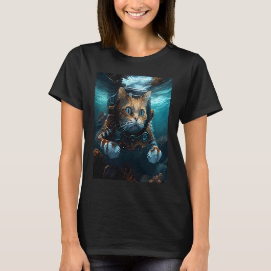 T-shirt Chat de jeu sous-marin (Devant)