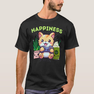 T-shirt Chat de joueur de bonheur Plante des Matcha Lattes