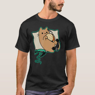 T-shirt Chat de joueur geek mangeant des tacos jeu en paus