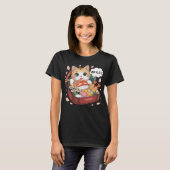 T-shirt Chat de Kawaii avec sushi (Devant entier)