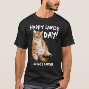 T-shirt chat de la fête du travail pour femmeshommes Qu'es