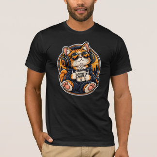 T-shirt Chat de la mode urbaine cool buvant du café