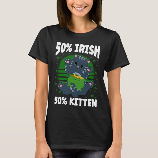 T-shirt Chat de la Saint-Patrick avec chapeau de la Saint- (Devant)