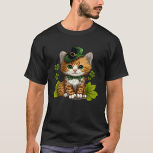 T-shirt Chat de la Saint-Patrick Chanceux Vert Fier Irland