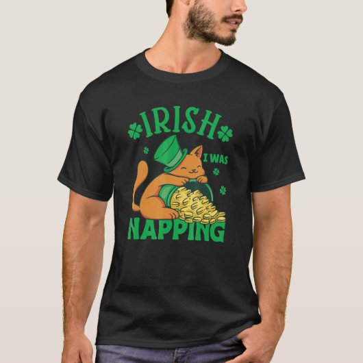 T-shirt Chat de la Saint-Patrick Je faisais la sieste_3 (Devant)